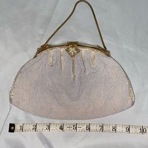 Vintage women’s beaded purse handbag mother pearl